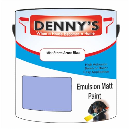 Premium Interior Wall & Ceiling Emulsion Paint – Mist Storm Azure Blue – Rich Matt Finish, Durable & Washable, Low Odour, Ideal for Living Rooms, Bedrooms & Hallways (1 Litre Tin)