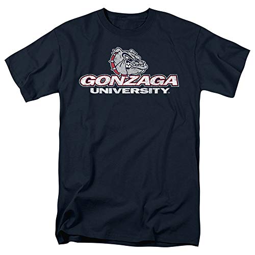 Gonzaga University Official Distressed Primary Unisex Adult T-Shirt, Navy, 2X-Large