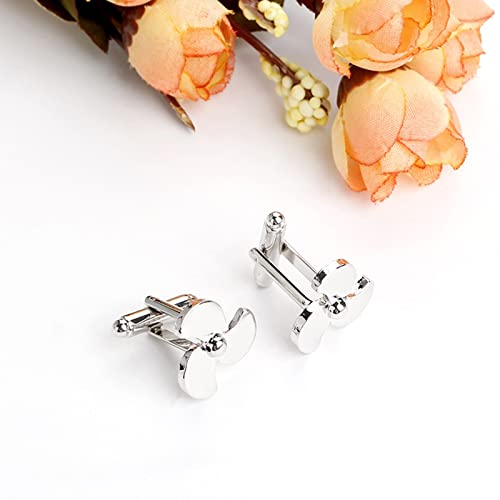 Set de Mancuernillas y Pasadores en Plata Forma Abanico miniatura 3
