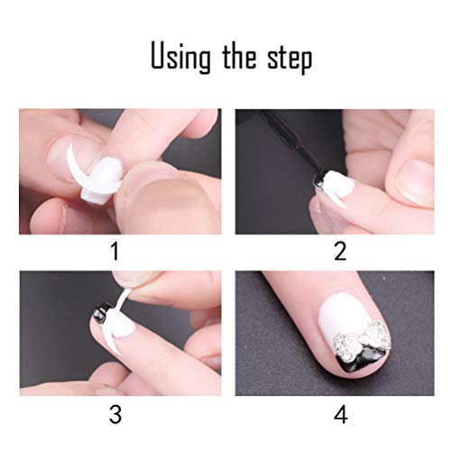 nuoshen 1200 Stücke Selbstklebend French Nail Sticker, 1.7cm Französisch Nagel Aufkleber Schablonen 3D Weiß Linie Nail… – Bild 6