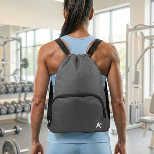 Image of Tukzer 15L Drawstring Daypack,Tablet Sleeve, Gym Bag Rucksack Backpack with Zip Pocket, Sports Shoe Bag, Shoulder Strap Breathable Mini Travel Backpacks for Men and Women, Aliens 34 X 43 X 10 CM-Grey