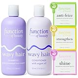 Function of Beauty Wavy Hair Set with Shampoo, Conditioner & Add-In Booster Treatment - Shine, Strengthen & Anti-Frizz Booster Shot to Enhance Shampoo, Conditioners & Hair Care Products