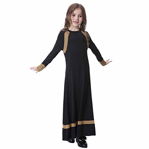 ODASDO Kids Girls Adorable One Piece Muslim Abaya Dresses Long Sleeve Slim Fit Casual Ramadan Prayer Robe Dress2