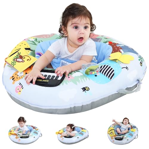 Lovvie & Joy 3-in-1 Baby Seat & Tummy Time & Play Activity Center Ring,Soft Infant Seats for Sitting Up Chair 0-12 Months Babies with Toys for Early Sensory Exploration and Motor Skill Development