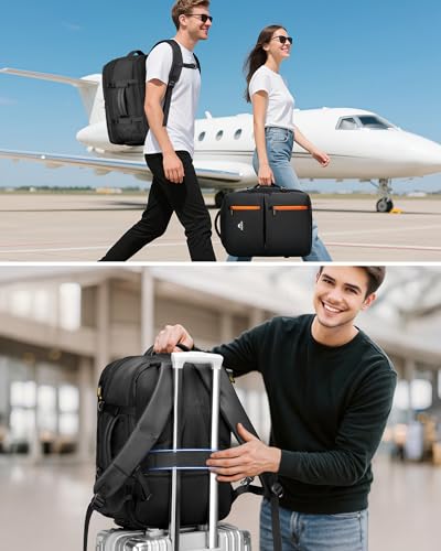 Image of MATEIN Personal Item Travel Backpack 18x14x8 for Spirit Airlines, Black | Shoe Compartment Detachable, Expandable, Underseat Backpack, Fit 17 inch Laptop, Airplane Approved, Carry on Bag Luggage, Mochila