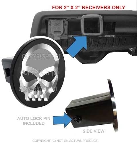 Custom Class 3 Tow Hitch Receiver 2" Insert Plug Truck & SUV - SIL Metal Skull Style-9856-6800