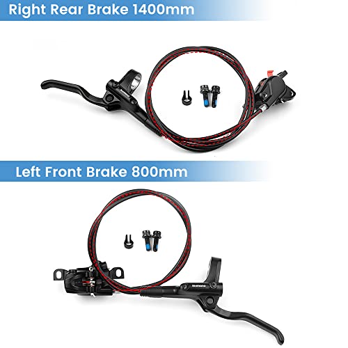 Yeenor Mt200 Mtb Hydraulic Disc Brake Set, Left Front 800Mm Right Rear 1400Mm Aluminum Alloy Bike Bicycle Brake Fit For Mountain Bike Xc Trail/E-Bike/Fat Bike #TOP2