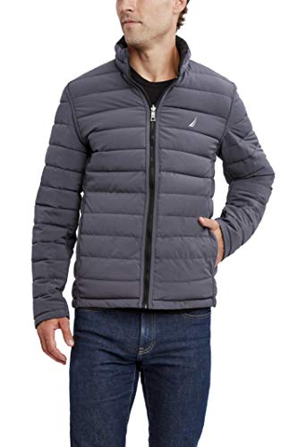 Image of Nautica Men's Reversible Quilted Puffer Jacket -Midweight Mechanical Stretch Winter Coat