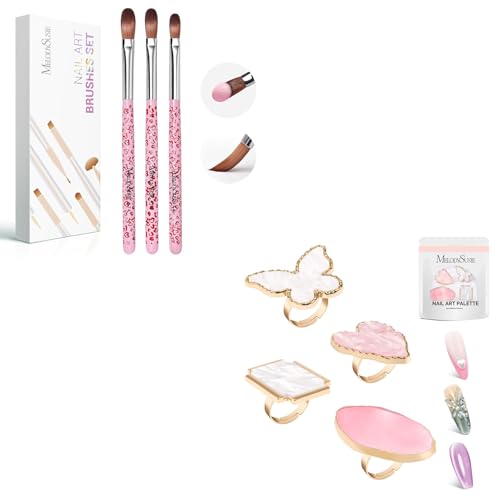 Set de 3 pinceles acrílicos para uñas con paleta de arte miniatura 1