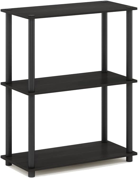 Furinno Turn-N-Tube 3-Tier Compact Multipurpose Shelf Display Rack, Standing Shelf, French Oak/ Black