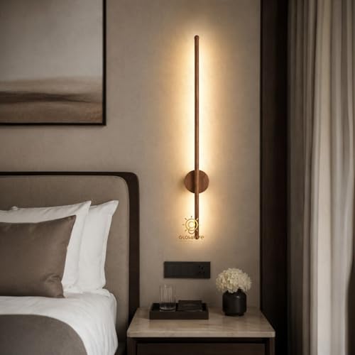 Image of Glowave Modern Wooden LED Wall Light for Bedroom, Living Room & Bedside - Tricolour (Warm White, White, Natural White) - 600MM - Wood Finish