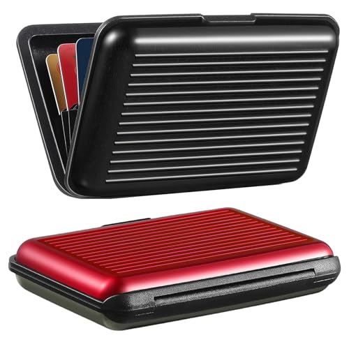 YSAOAKA 2 pièces Porte Carte de Crédit en Aluminium, Cartes de Visite en Aluminium Protection, 6 Slots pour Vos Cartes de Crédit pour Hommes et Femmes...
