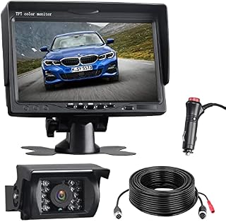 cambase Car Reversing Camera Kit,7'' HD 720P Dash Monitor Screen View Reverse Cam Kit,Night Vision Waterproof w/ 15M Cable,Parking System w/ One Wire Easy Installation,for Car RV Bus Truck Trailer