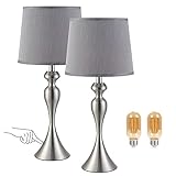 Touch Control Table Lamps Set of 2, Kakanuo 26.2'' Modern Touch Bedside Lamp with Grey Lampshade and...