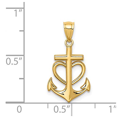 Solid 14k Yellow Gold Anchor with Heart Pendant Charm4