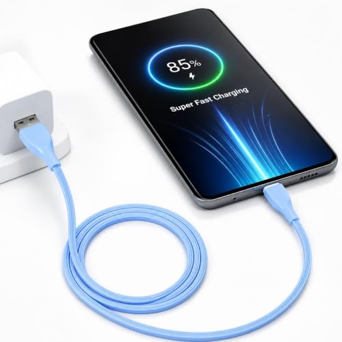 Image of Treziya USB-A to USB-C Cable, 3A Fast Charging & 480 Mbps High-Speed Data Transfer Cable, Durable Tangle-Free Type-C Charging Cable for Smartphones, Tablets & More, Blue