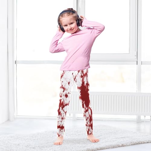 Leggings for Girls Size 9-10 Bloody Splashes Red Soft Comfy Girls' Footless Leggings Funny Kids Teens Printed Yoga Pants for Dance Sports Workout3