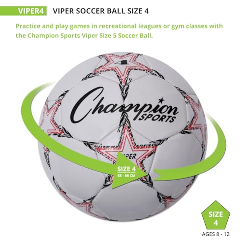 image for Champion Sports Viper Soccer Ball, Size 4 – Soft Touch TPU Cover, Ai