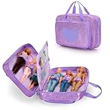 LoDrid Doll Carrying Case Compatible with Barbie Dolls 12-Inch, Storage Organizer with Handle Holds up to 6 Dolls, Multiple Pockets for Accessories, Purple, Bag Only