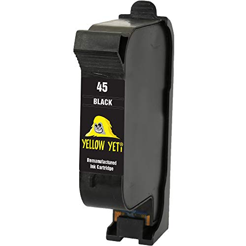 Yellow Yeti Remanufacturado 45 Cartucho de Tinta Negro para HP Officejet 1170 G55 G85 G95 K60 K80 Fax 1220 Photosmart 1000 1100 1115 1215 1315 P1000 P1100 Copier 180 280 Deskjet 1280 6120 9300 970cxi