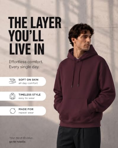 Image of NOBERO Oversized Solid Hooded Sweatshirt for Men | Oversized Hoodie for Men | Hooded Pullover | Cotton Rich Printed Hoodie 280 GSM Fleece