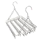 Rack de Secagem de Roupas, Rack de Secagem de Roupas Com Ajuste de Nível Aço Inoxidável Multifuncional Pendurado Prateado Rack de Secagem de Roupas Dobrável para Secar Roupas,