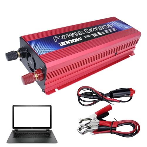 Inverter Genérico para, inversor de alimentación de de 12V - Adaptador de Enchufe de 3000W convertidor de es para Acampar, Apagado, Viaje, computadora