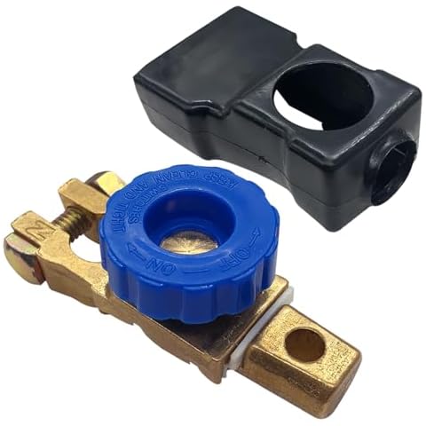 Ampper Top Post Battery Disconnect Switch, Brass Battery Master Switch Isolator for Power Disconnect Cut Off with Cover Cover