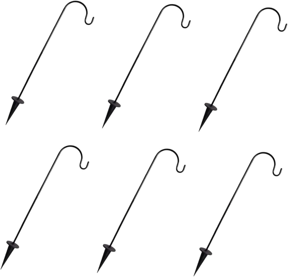 Kisangel 6Pcs Solar Garden Shepherds Hooks for Outdoor Decor Durable Hanging Stake for Flower Pots Bird Feeders Lanterns Easy to Install High