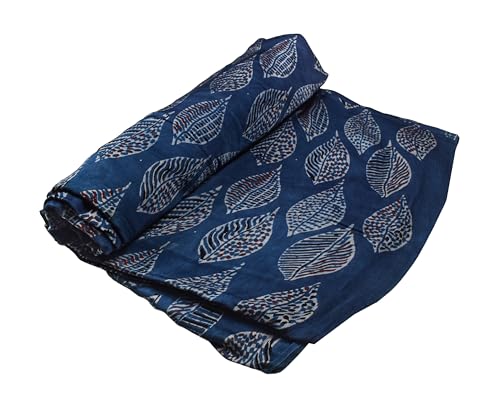 Image of Ethnics of Kutch Women's Ajrakh Modal Silk Natural Dye Hand Block Print Unstitched Kurta Fabric Mtr Length (2.5 Mtrs - Indigo 17101V)