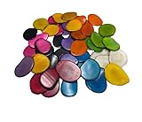 Tagua nut Thin Slices/Beads / 45 Chips in 9 Colors. Jewelry Making. Handmade Beads from Colombia. Size: 4 x 3 cm. Approx. Top and Bottom Drilled. 45 Pieces in 9 Colors. Woodwork. Fair Trade