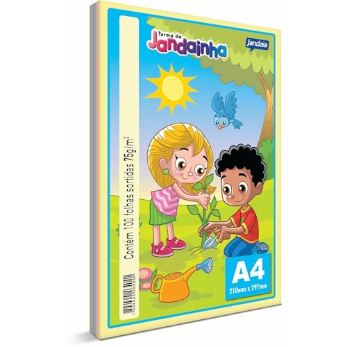 Papel Sulfite Jandainha A4 4 Cores Pastel 75 g Pacote com 100 folhas