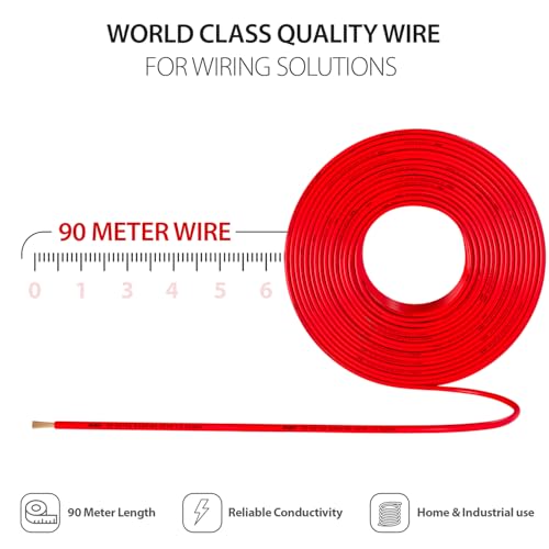 Image of KEI BANFIRE- HFFR 1.5 sqmm 1 Core 99.97% Pure Copper Conductor Heat Resistant Flame Retardant Low Smoke & Halogen - Lead Less House Wire for Domestic & Industrial Electrical Wiring (Red,90 Meters)