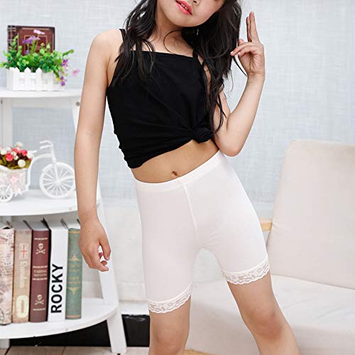 3-12 Years Girl's Solid Color Lace Trim Boyshort Underwear Safety Dress Panties Multipack3