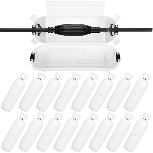 16 Pack Outdoor Extension Cord Safety Cover, IP44 Waterproof,Adjustable Compartment, Safety Housing Case, Electrical Connection Box for Power Tools, Holiday Decorative Lights, Plugs, Sockets, White