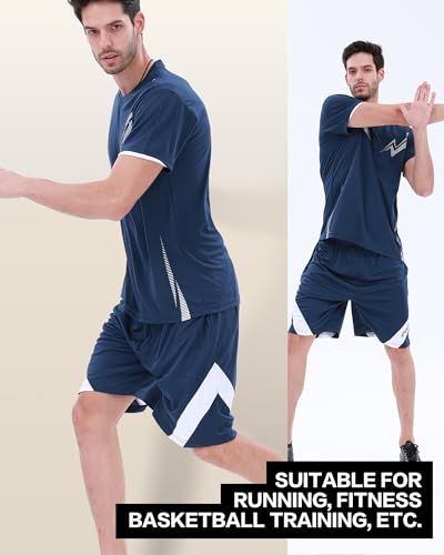 BOOMCOOL Gym Mens Clothes Workout Shirts for Men Outfits Sets 6pcs Shirts+Shorts 5