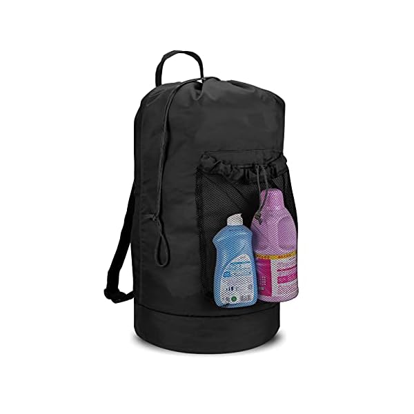 Dalykate-Backpack-Laundry-Bag-with-Shoulder-Straps-and-Mesh-Pocket-Durable-Nylon-Clothes-Hamper-Bag-with-Drawstring-Closure-for-College-Travel-Laundromat-Apartment Dalykate Backpack Laundry Bag with Shoulder Straps and Mesh Pocket