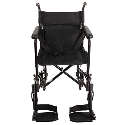 ProBasics Aluminum Transport Wheelchair - 19" Seat Wheel Chair Transport Chair - Black