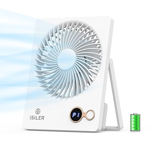 ISILER Small Desk Fan, 1200mAh Portable USB Fan with 3 Speeds Airflow, Small Personal Fan with 180° Adjustable Tilt Angle, Cooling Fan for Home, Offic