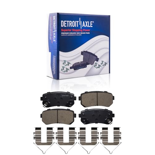 Image of Detroit Axle - Rear Brake Pads for Hyundai 16-18 Sonata Kia Optima, 2016 2017 2018 Ceramic Brake Pads with Hardware Set Replacement