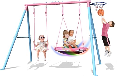 4-in-1 Outdoor Swing Set with Accessories