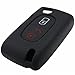 Produktbild Happyit Silikon Auto Fernbedienung Schlüssel Abdeckung Fall Schlüsselbund für 2 Tasten Faltschlüssel Peugeot 107 208 207 3008 308 RCZ 508 408 2008 407 307 206 (Schwarz)