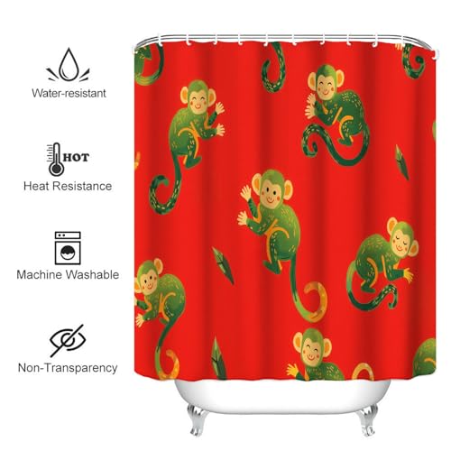 Rideaux de douche rouge cerise 150x180 lavable en polyester imperméable