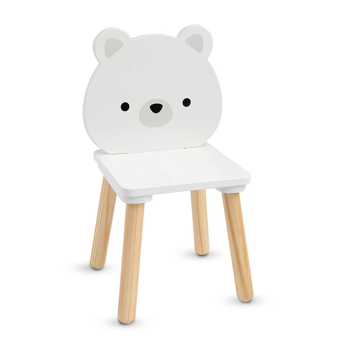 Moni Kinder Tischset 2 Stühle weiße Bären Holz, Spieltisch, Kinderzimmermöbel weiß