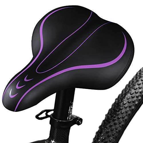 BELLE DURA Bike Seat Most Comfortable Bicycle Seat Memory Foam Waterproof Bicycle Saddle Dual Shock Absorbing Best Bike Seat Replacement for Outdoor or Indoor Bikes, Mountain Bikes, Road Bikes