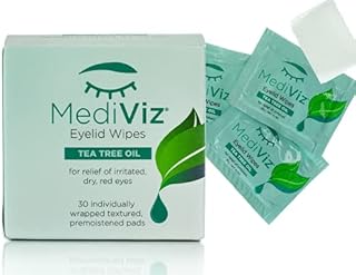 Mediviz Tea Tree Eyelid Wipes - Exfoliating, Hypoallergenic Eyelid Scrubs to Help With Crusty Eyelashes, Eyelid Bumps, Itchy Eyelids, Eyelash Mites, Clogged Meibomian Glands, Eyelid Irritation (30-Pack)