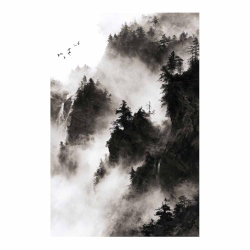 Chutes de la montagne ink misty toile decoration murale salon bureau 60x90