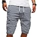 Produktbild Onsoyours Herren Cargo Hose Shorts Sommer Freizeit Bermuda Kurze Hose Chino Training Jogging Hose Mit Kordel Regular Fit Hellgrau Small