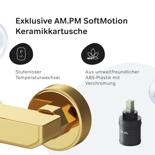 AM.PM X-Joy - Einhand-Brausebatterie Gold, Duscharmatur Einhebelmischer, Mischbatterie Dusche, Brausearmatur für Badezimmer