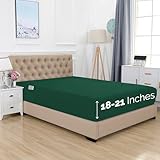 Elegant Comfort 1500 Premium Hotel Quality 18-21 Inches Deep - Extra Deep Pocket Single Fitted Sheet for High Mattress, Luxury and Softest, Smart Pocket - Wrinkle Free, King, Hunter Green